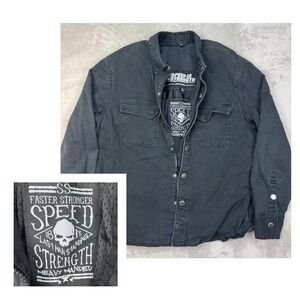 Speed and Strength Motorcycle Riding Jacket  Mens Large Black Kevlar Reinforced
